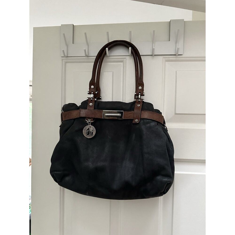 Lanvin, black, nubuck handbag, vintage,‎ pre-owned